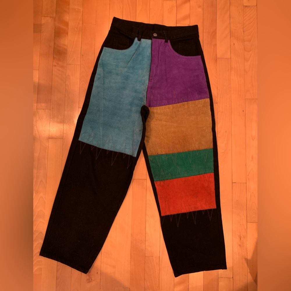 👖 VINTAGE MACHINE Mom Jeans with Colorful Patchwork